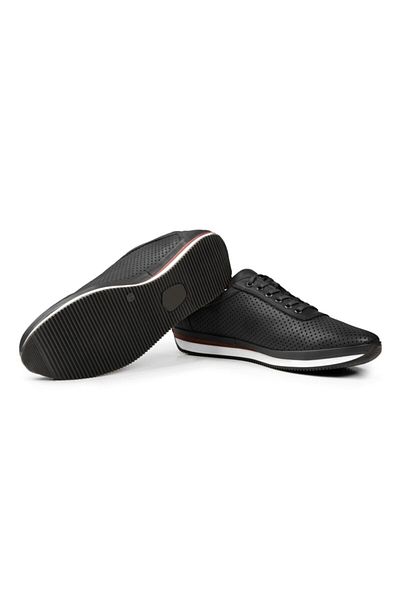 Ducavelli Pointed Genuine Leather Men's Casual Shoes, Genuine Leather Summer Shoes, Perforated Shoes Black