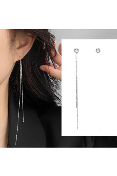 TakıConcept Обеци с един камък с дълга верижка