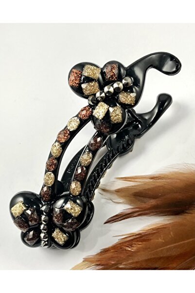 turkuazbijuteri Toka-muz Modeli-kahverengi Taşlar -2 Kelebek Görselli