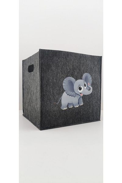 Art Bee 30X30X30 cm Children's Room Toy Basket Inside Elephant - Multi-Purpose Felt Organizer