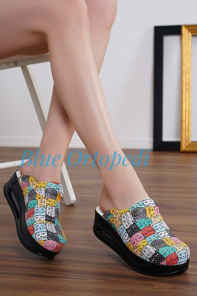 BlueOrtopedi Black Airmax Colorful Cats Themed Orthopedic Slippers
