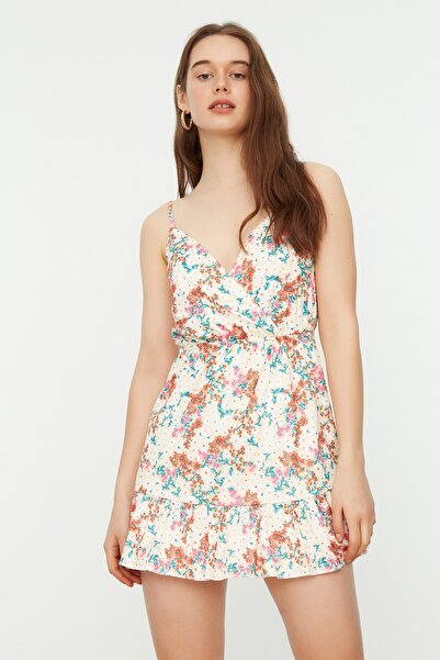 Trendyol Collection Többszínű nyomott kötött ruha lendkerék részletekkel