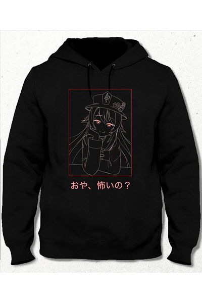 Basmatik Hu Tao Genshin Impact Black Pocketless Hooded Sweatshirt