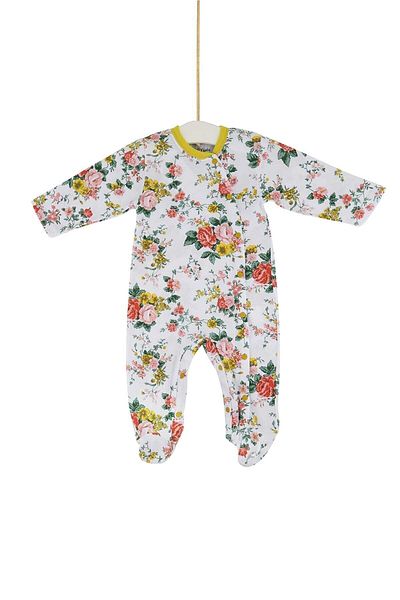 Aziz Bebe Baby Girl White Floral Patterned Jumpsuit 0-6 Months Azz006659
