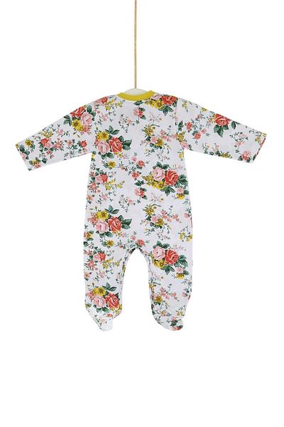 Aziz Bebe Baby Girl White Floral Patterned Jumpsuit 0-6 Months Azz006659