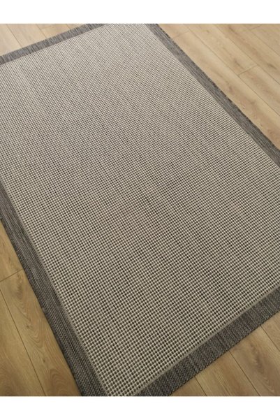 Çam Halı Sisal 9313 Gri / Beyaz Bordürlü Jüt Sisal Kilim