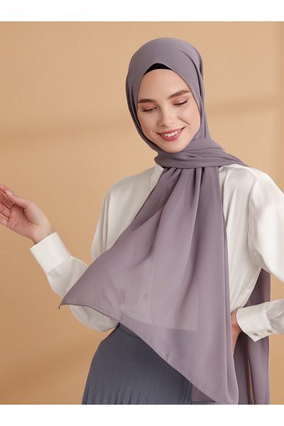 Tuva Şal Chiffon Shawl - Violet - Canvas