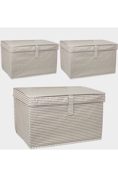 CimriKese 3 Pieces - Multi-Purpose Fabric Organizer Mini Size Storage Bag & Box with Cover (40x30x26cm)