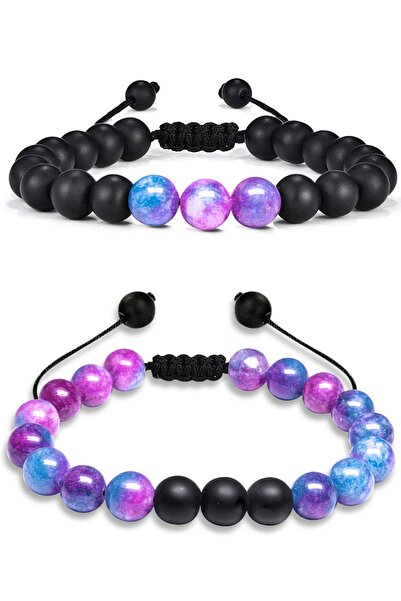 Tesbih Atölyesi Certified Natural Blue Purple Quartz Onyx Stone Natural Stone...