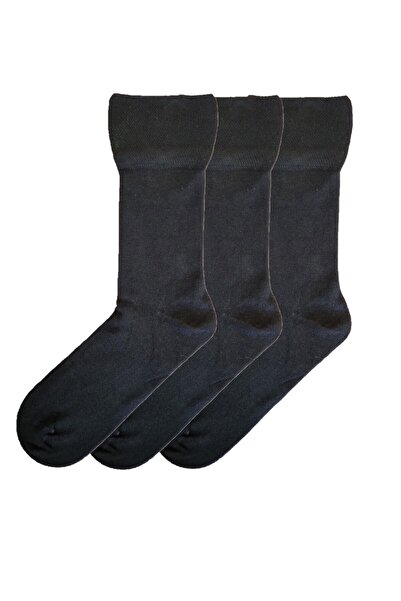 Doğanay 3 Pack Seamless Men's Diabetic Bamboo Candy Socks Black Color Diabetic