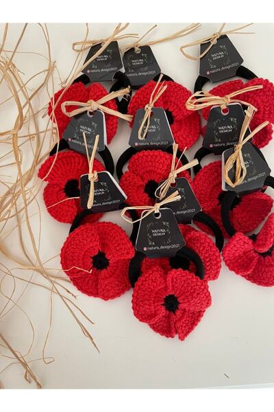 NATURA DESİGN Червена копринка 3-в-1 плетена ластична лента за коса