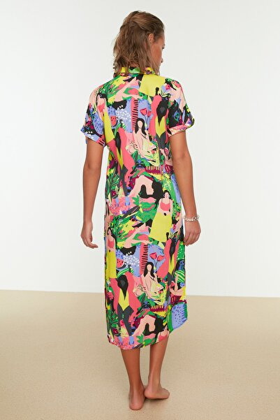 Trendyol Collection Színes absztrakt mintás viszkóz stranding TBESS21GO0335