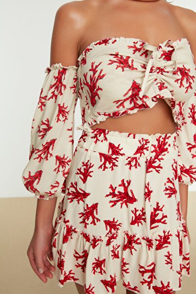 Trendyol Collection Set de fuste bluză cu mâneci cu balon țesute subacvatice TBESS21AU0539