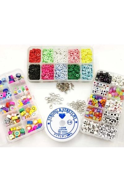 yiğit aksesuar Fimo Bead Letter Beads 37 Pieces Hobby Jewelry Making Set