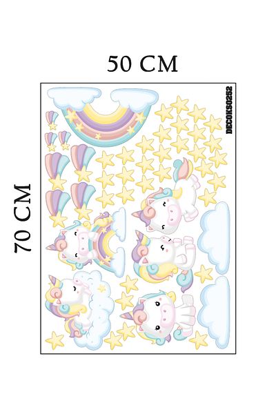 Tilki Dünyası Cute Unicorns Deco Kids Room Wall Sticker Set