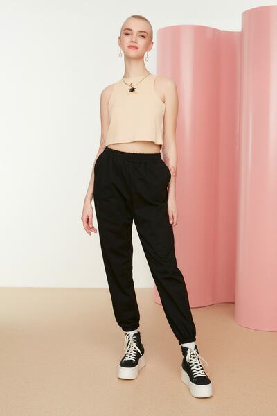 Trendyol Collection Black Loose Jogger Thin Knitted Sweatpants Pants Twoaw22Ea0041