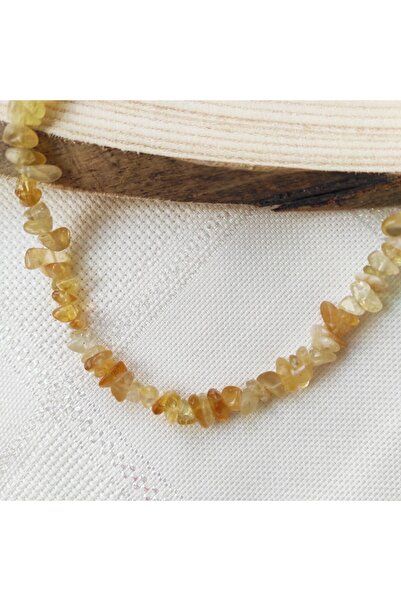 ByKolyeucum Doğal Şekilsiz Kırık Taş Sitrin Taşlı Doğal Taş Kadın Kolye