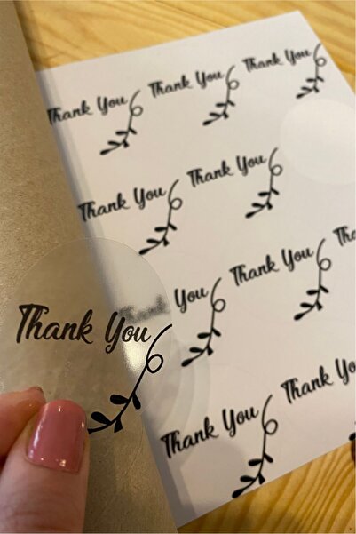 Spacepiks Autocolant transparent Mulțumesc - 60 bucăți cu diametrul de 5 cm