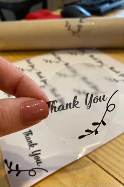 Spacepiks Transparent Sticker Thank You - 60 Pieces of 5 cm Diameter