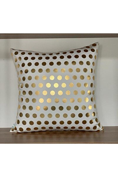 KIRLENTİM Κάλυμμα μαξιλαριού ριχτάρι με λευκό πουά χρυσό φύλλο