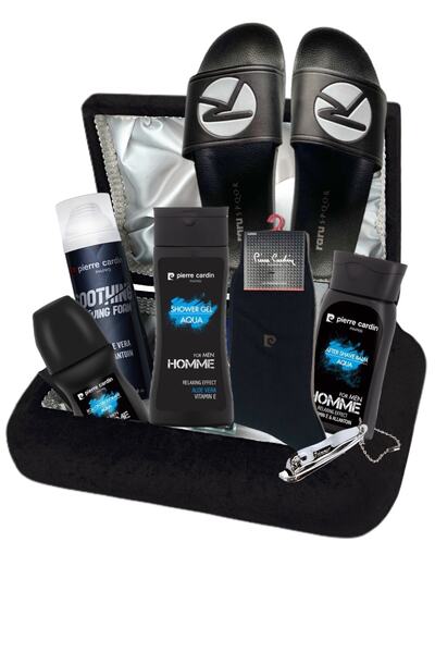 Pierre Cardin Siyah Banyo Duş Terliği - Damat Bohça Çeyiz Seti