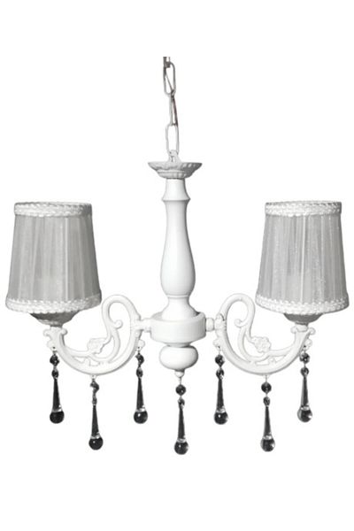 TEKAY AYDINLATMA White Wooden Body 2-Piece Drop Stone Chandelier Ideal for Children's Room Bedroom Living Room