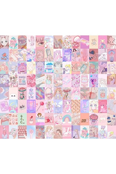 BEXDORE Pembe Anime Kawaii Duvar Kolaj Seti - Anime Kız Duvar Seti - Anime Ma...