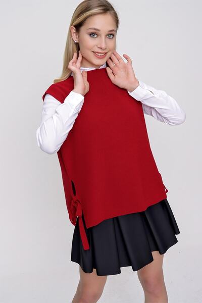 CHUBA Women's Side Tie Knitwear Sweater Red 22wk252