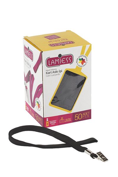 Lamiess Card Hanger Lanyard with M.mash Clip Black 50 Pieces