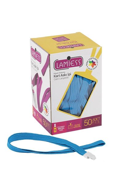 Lamiess Card Hanger Rope with Plastic Hooks Blue 50 Pieces