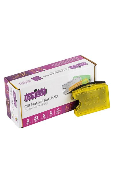 Lamiess Lms 211 Horizontal Vertical Double Chamber Card Container Transparent Yellow 25 Pieces