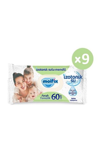 Molfix 9x60 540 Sheets Isotonic Water Wet Wipes - Fresh Cleaning