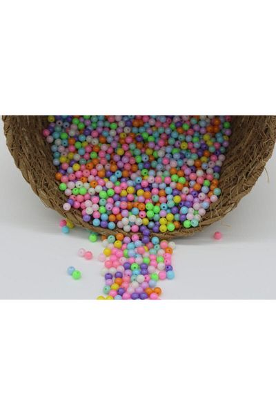 Hobimos 50gr 6mm Pastel Mixed Color Round Plastic Beads, Jewelry Making Beads(50g,~450pcs)