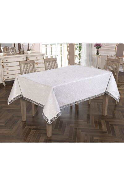 ÇAPA مفرش طاولة برباط فرنسي كريمي