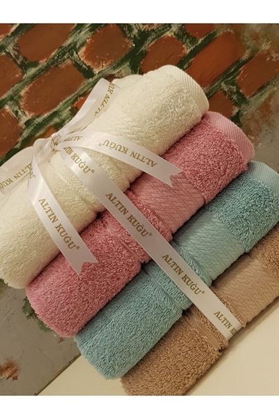 Özdilek Trendy Towel 4 Pieces - A.coffee Dark Water Green Pink Cream