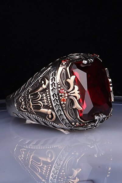 ALYANSEVİM Kırmızı Zirkon Taşlı Gümüş Yüzük