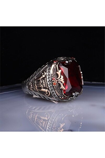 ALYANSEVİM Kırmızı Zirkon Taşlı Gümüş Yüzük
