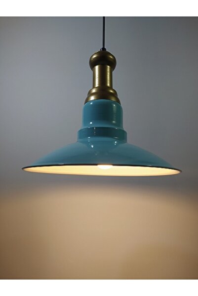 demet habek mylights Turkuaz Yeşil Metal Sarkıt Vintage Avize Bronz Askılı