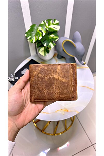 Fil Deri Wallet Card Holder Genuine Leather Hazelnut Color 2025