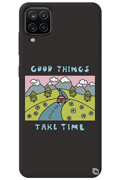 WANNA PROTECT Samsung Galaxy A12 Black Color Premium Velvet Inside Take Time ...