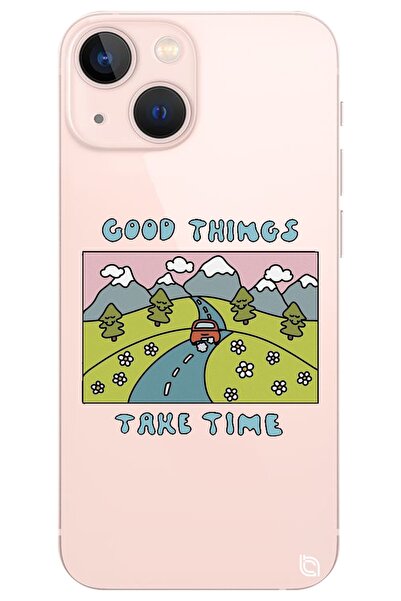 WANNA PROTECT Iphone 13 Take Time Desenli Desenli Şeffaf Silikon Telefon Kılıfı