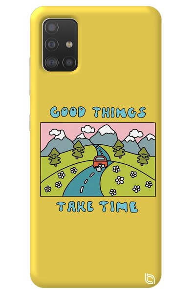 WANNA PROTECT Samsung A71 Yellow Color Premium Velvet Inside Take Time Patter...