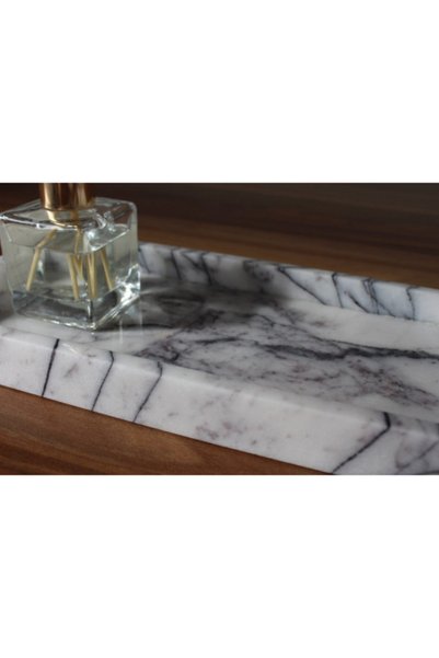 Pergamon Rectangular Marble Tray Presentation Multi-Purpose Decorative Tray Lilac Marble