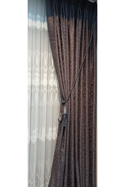 serART Romantic Double-Breasted Curtain Background Curtain Ceiling With Binding Top Tassel Braçhol Anthracite