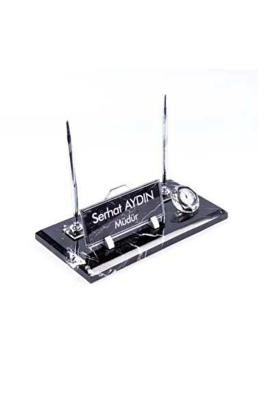 Ofistike Safir Mermer Isimlik Siyah Desenli Ofis Masa Üstü Isimliği Mermer Ma...