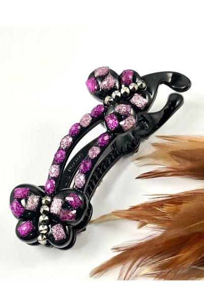turkuazbijuteri Buckle - Banana Model - Purple Stone - Butterfly Figured