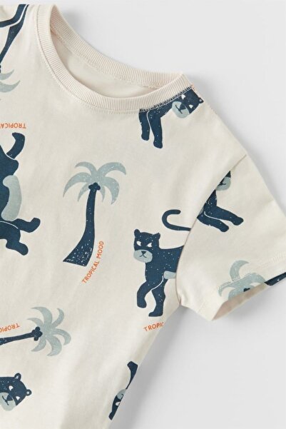 Pink Hippo Kids Tropical Patterned T-shirt and Shorts Set