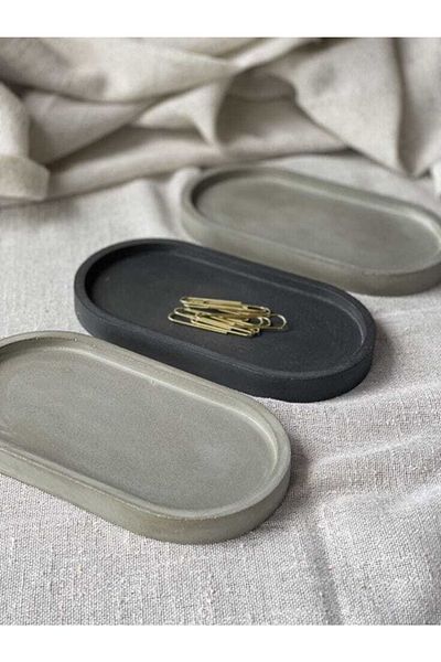Orange Atelier 3-Piece Decorative Oval Concrete Plate Jewelry Plate Candle Plate Organizer