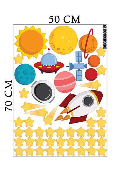Tilki Dünyası Planets, Spacecraft, Satellites, Meteorites And Stars Deco Kids Room Wall Sticker