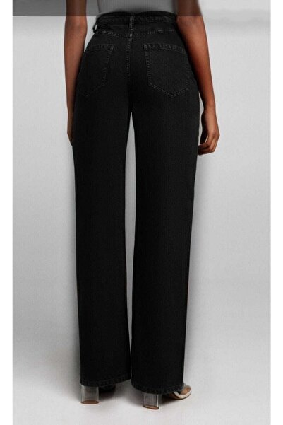 Ramrod Moore Fadeless Black Lycra Super High Waist Loose Jeans Palazzo Trousers Wide Leg Denim
